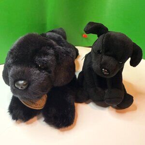 Russ Yomiko Black Lab Plush & Ty Beanie Baby Luke Dog Stuffed Animal Puppy Lot